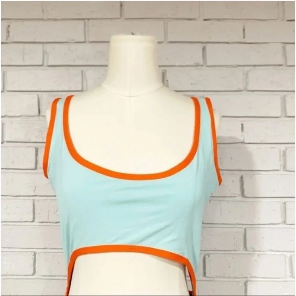 L*Space Women Blue Orange Kira Cutout Twist Back Bitsy Cut One Piece Swimsuit 12 - Picture 2 of 9
